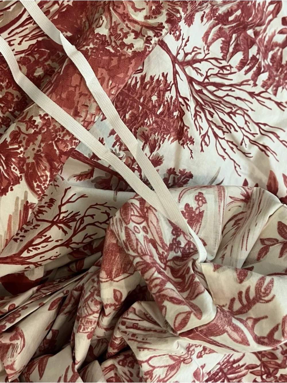 Pottery Barn Duvet Cover Red Alpine Toile Queen Cotton Woodsy Deer Cabin Charm